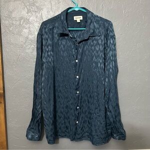 Open Edit Blue printed  Button-Up Shirt women's large